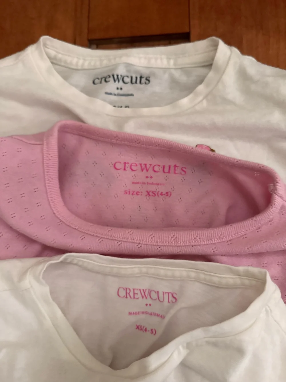 Crewcuts Girls Long-Sleeve Tee Trio in White & Pink